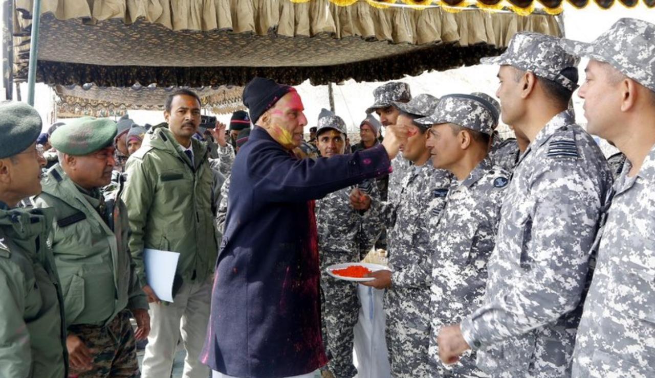 Rajnath Singh was earlier supposed to go to Siachen, the world's highest battlefield to celebrate Holi with the Indian soldiers, but his visit was cancelled due to inclement weather, reported PTI