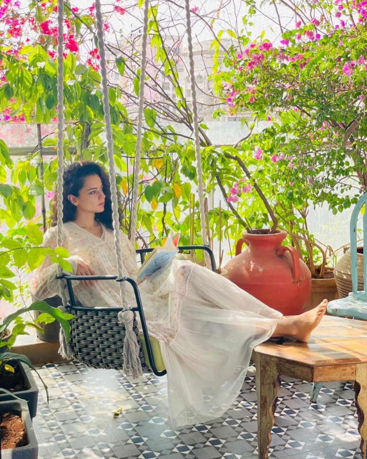 She often shares pictures from her house which is surrounded by lush greenery. A perfect spot to unwind and read a book. 