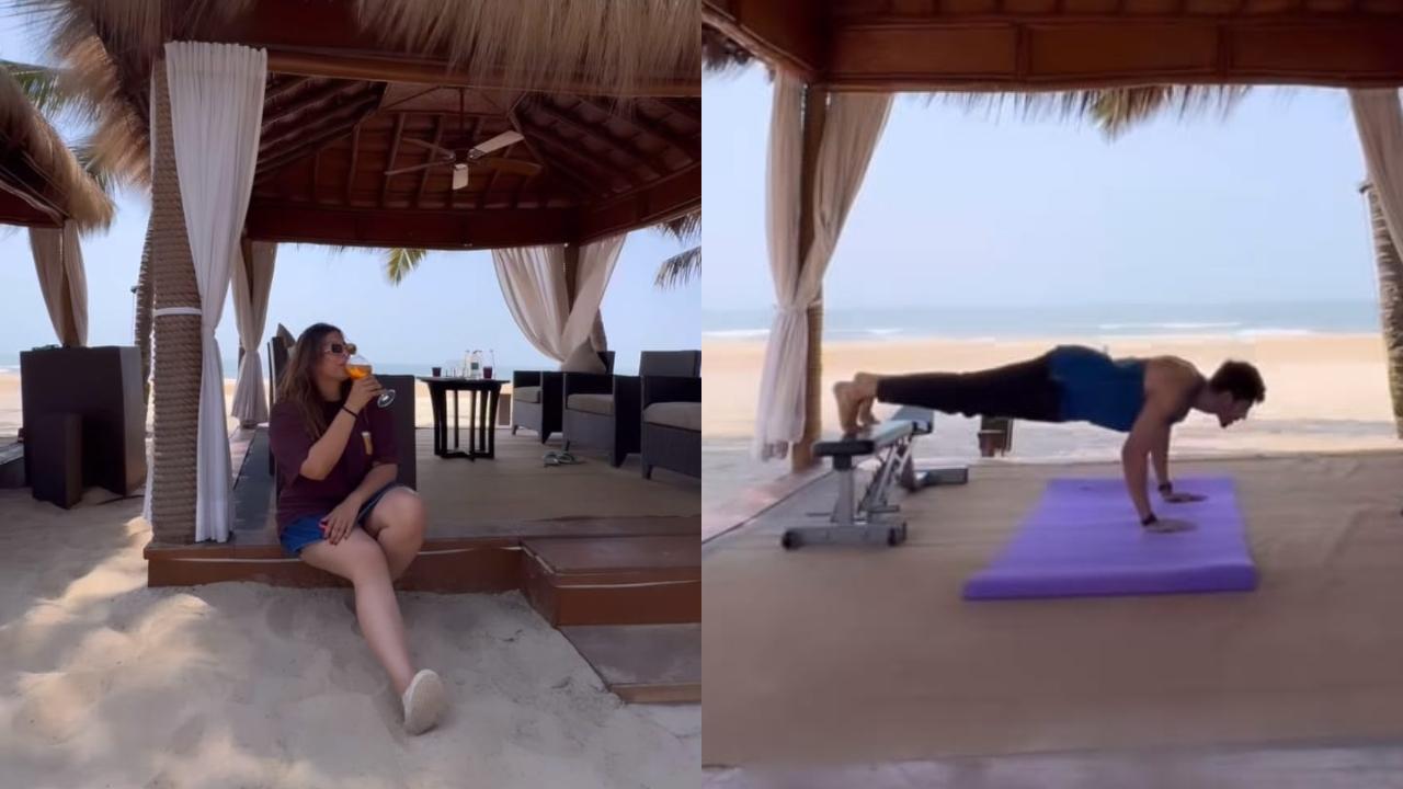 See video Kartik Aaryan shows 'two types of people in Goa', Neha Dhupia quickly points out third one