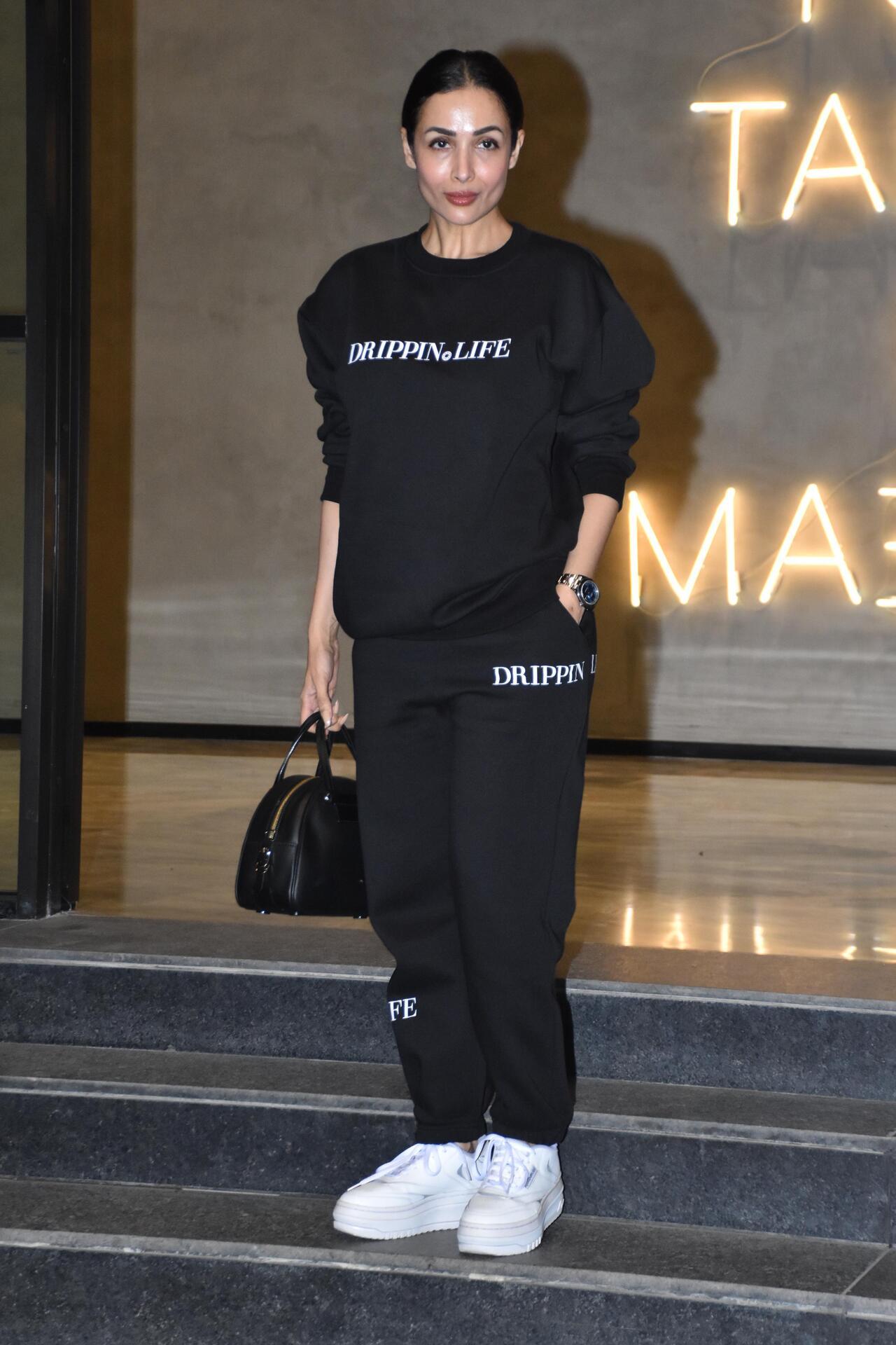 Malaika Arora looked chic in a black co-ord set. 