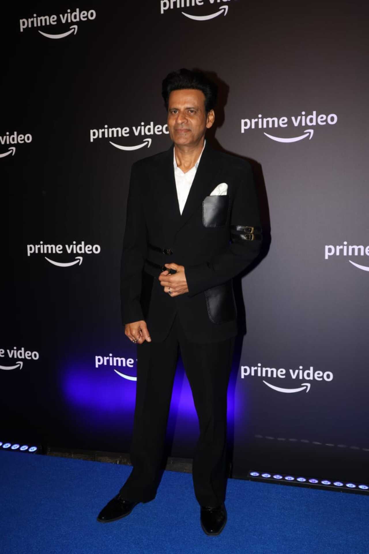 Manoj Bajpayee too looked fashionable in a black suit. 