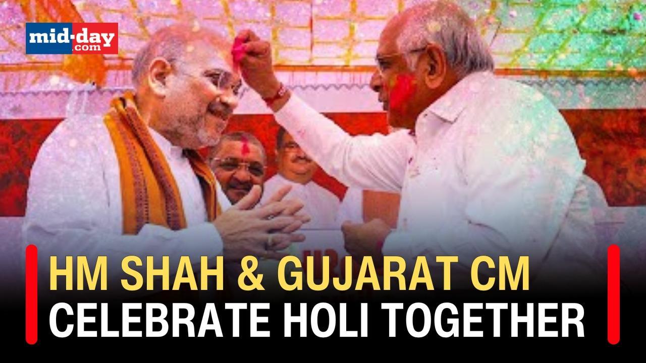 Holi 2024: HM Amit Shah & Gujarat CM Bhupendra Patel celebrate Holi in Ahmedabad