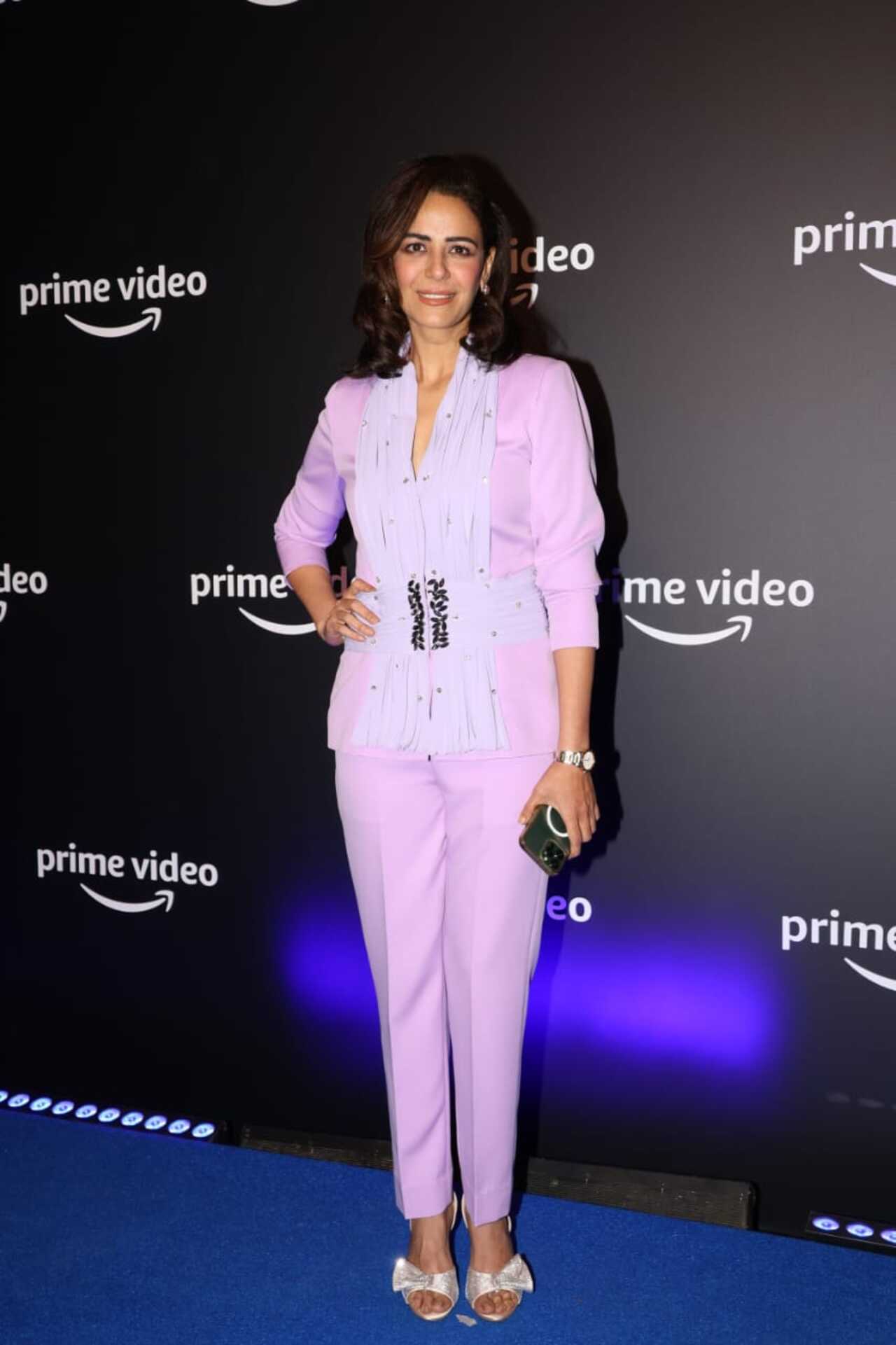 Mona Singh, who wowed the audience with her performance in 'Made in Heaven' season 2, dazzled in a lilac power suit. 