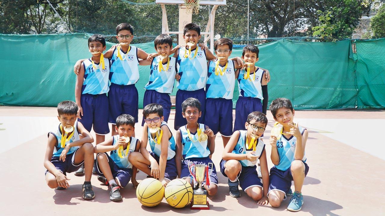 Bombay Scottish U-9 boys team celebrate their win over Campion  at Azad Maidan on Saturday