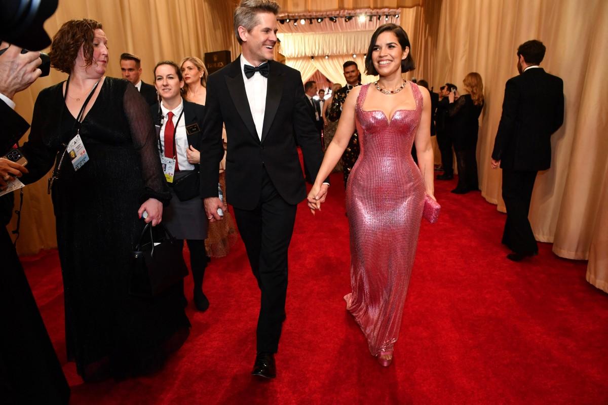 America Ferrera and Ryan Piers Williams attend the 96th Annual Academy Awards. The couple dished out goals all night