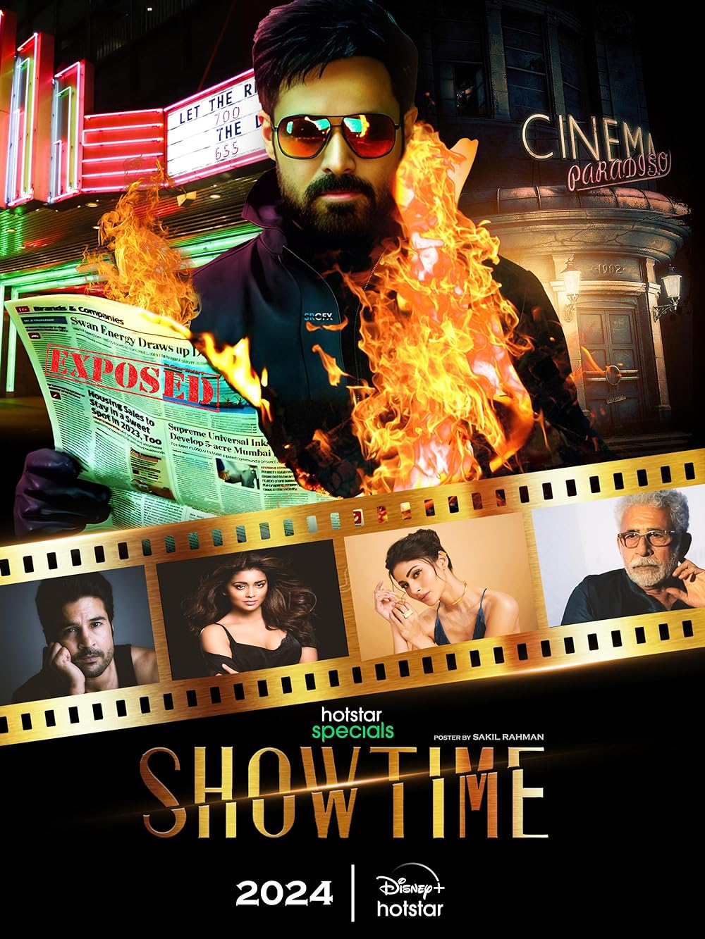 Showtime - March 8 - Streaming on Disney+ HotstarShowtime, created by Sumit Roy, unravels against the glamorous backdrop of Bollywood. Starring Emraan Hashmi, Naseeruddin Shah, and Mouni Roy, the series delves deep into the industry's unseen battles for power and fame. It explores intense rivalries, personal and professional turmoil, and the dark underbelly of Bollywood lurking beneath its sparkling facade. 
