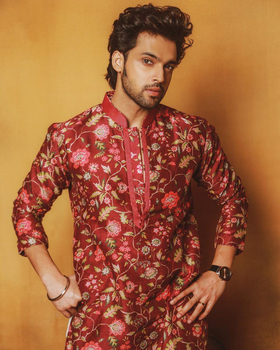 Who said boys don't have many options when it comes to getting ready? Parth Samthaan's wardrobe is an example of how you can slay in your ethnic avatar. In this look, Parth opted for a printed red kurta, and this kurta can help you slay at any pooja