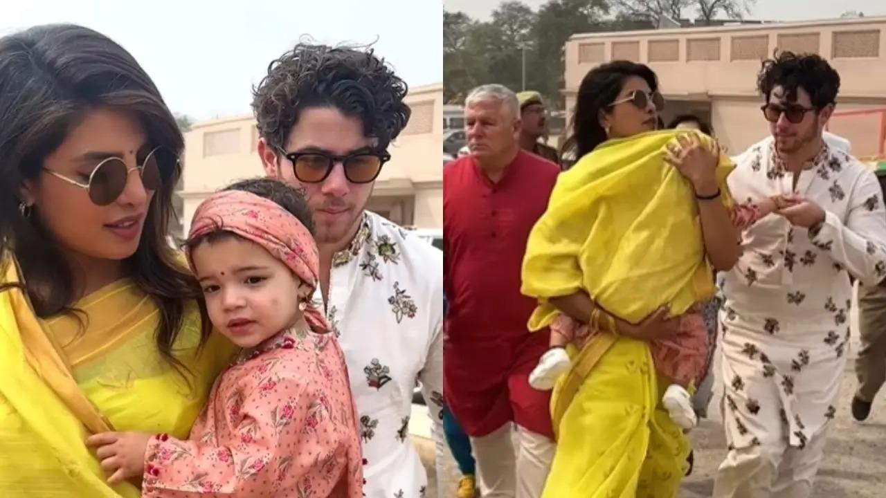 Priyanka can be seen wearing a yellow saree. Nick, opted for the ethnic outfit. Meanwhile, Malti looked cute as a button in her peach ethnic ensemble. Read full story here