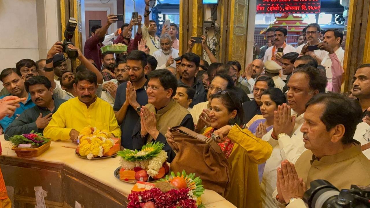 IN PHOTOS: Piyush Goyal visits Siddhivinayk Temple in Mumbai