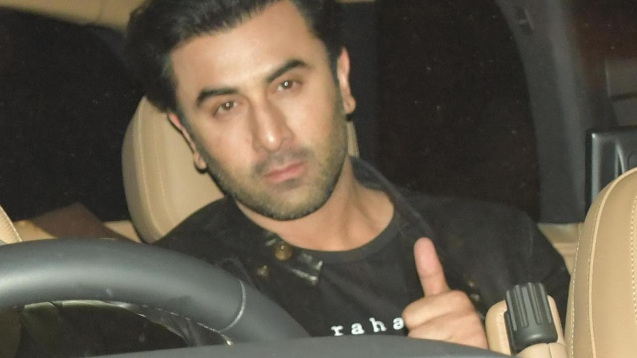 Ranbir Kapoor wears 'Raha' on his chest as he stepped out