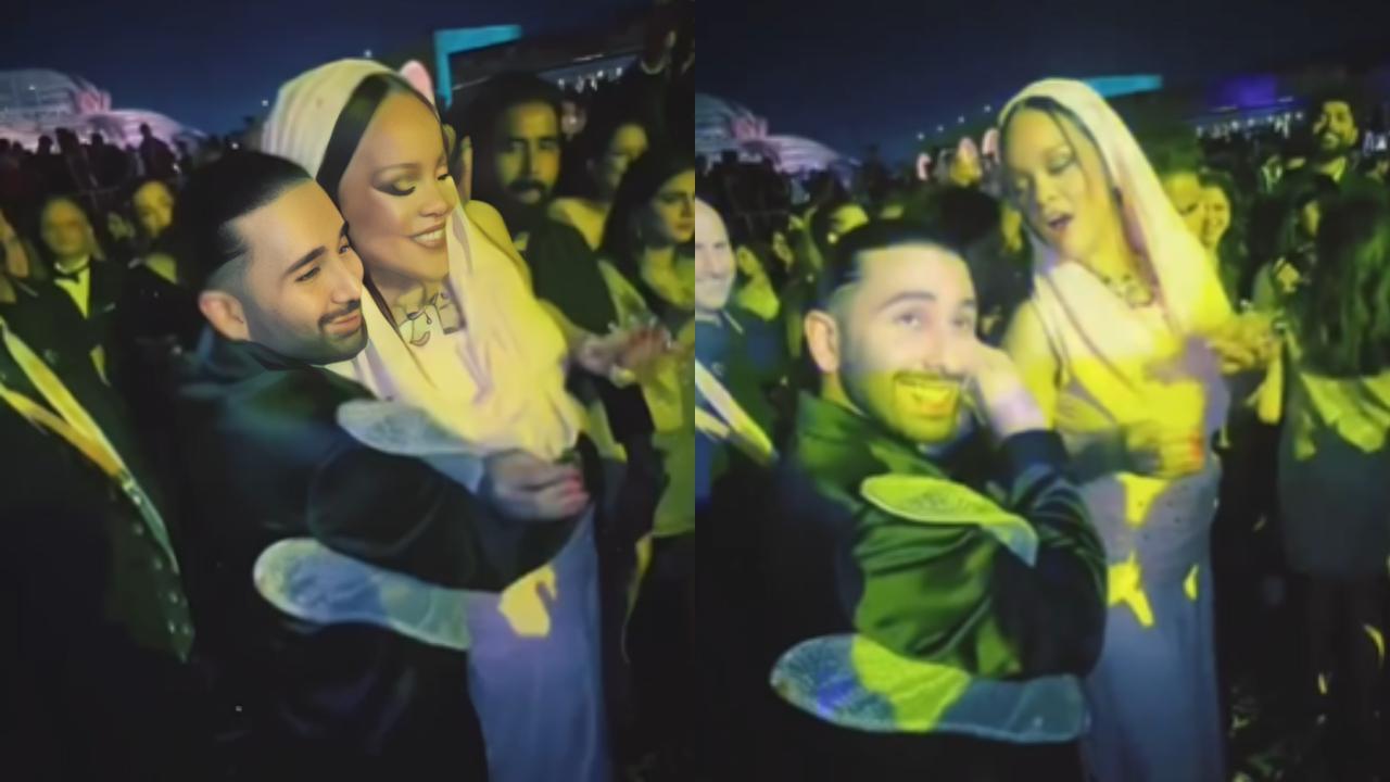 Rihanna takes Orry's earrings during Anant Ambani-Radhika Merchant's pre-wedding