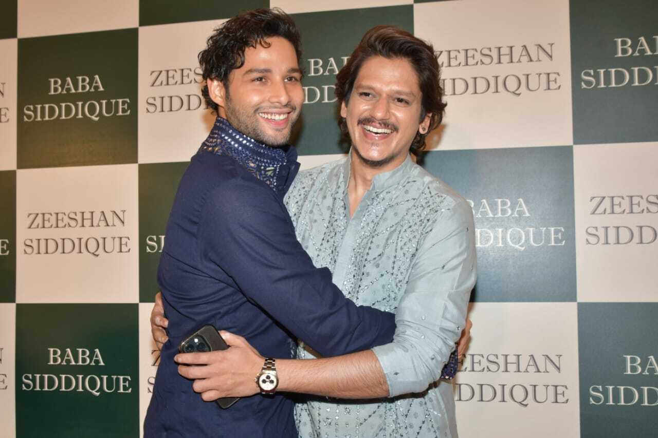 Gully Boy actors Siddhant Chaturvedi and Vijay Varma greet each other with a hug at the Iftar party
