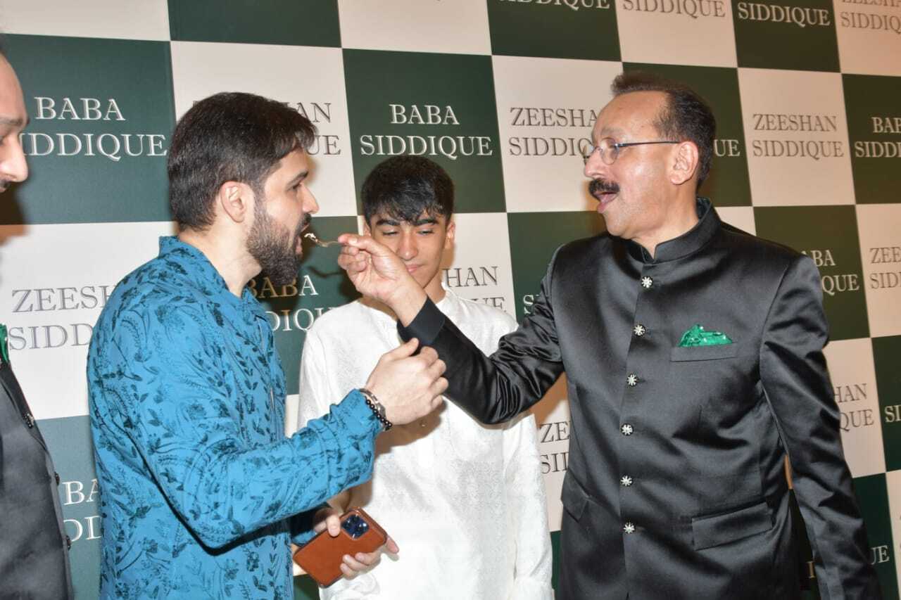Baba and Zeeshan Siddique welcomed Emraan Hashmi and cut his birthday cake as well