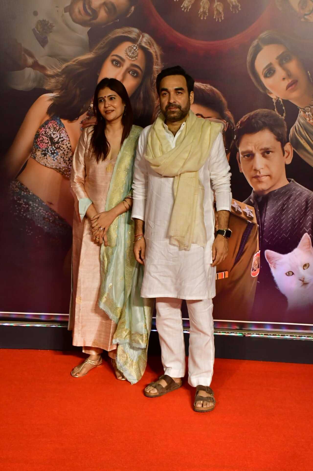 Pankaj Tripathi was accompanied by his wife for the screening of his netflix film 'Murder Mubarak'