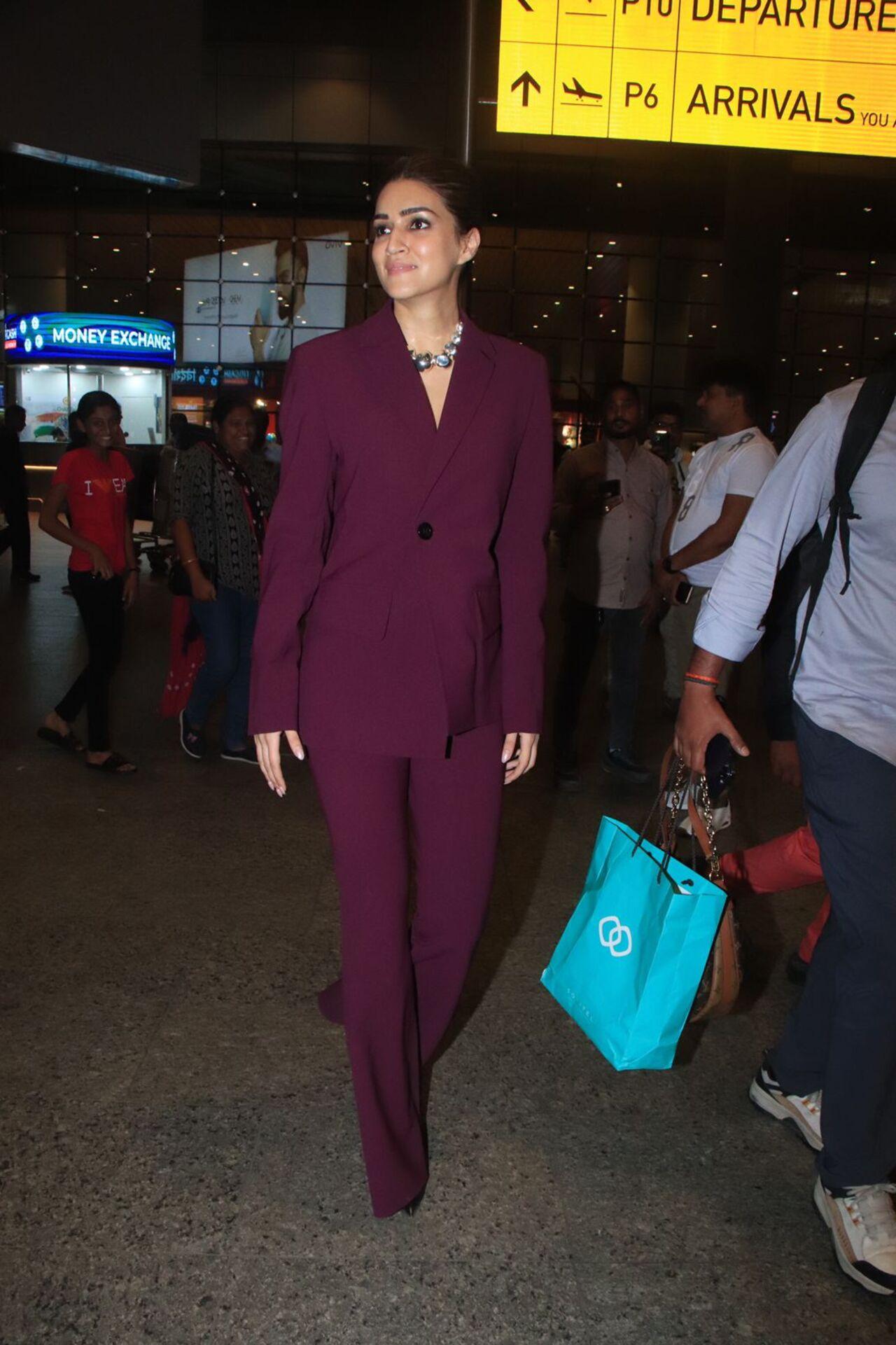 Kriti Sanon was spotted at the airport in pantsuit 