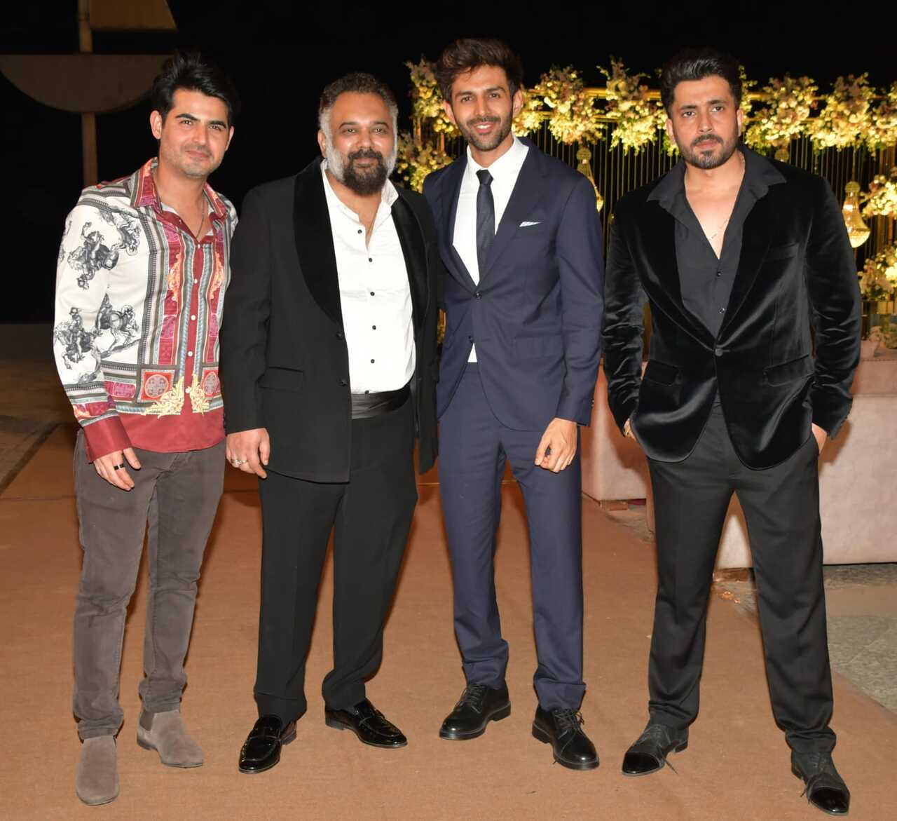 The Pyaar Ka Punchnama boys Om Kapoor, Kartik Aaryan, Sunny Singh pose with director Luv Ranjan. They had united for Sunny's sister's wedding