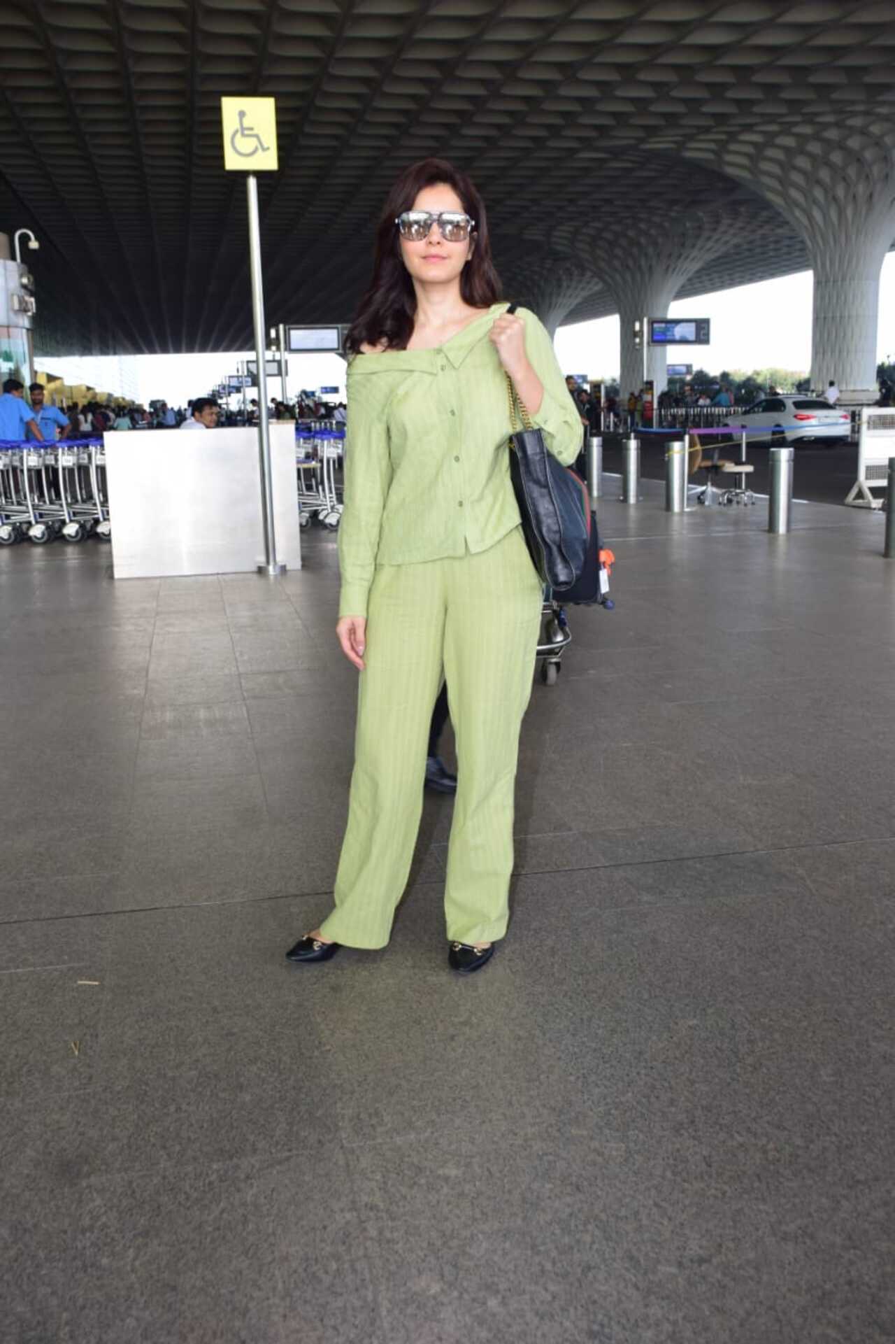 Raashii Khanna was seen in a striking green co-ord at the Mumbai airport