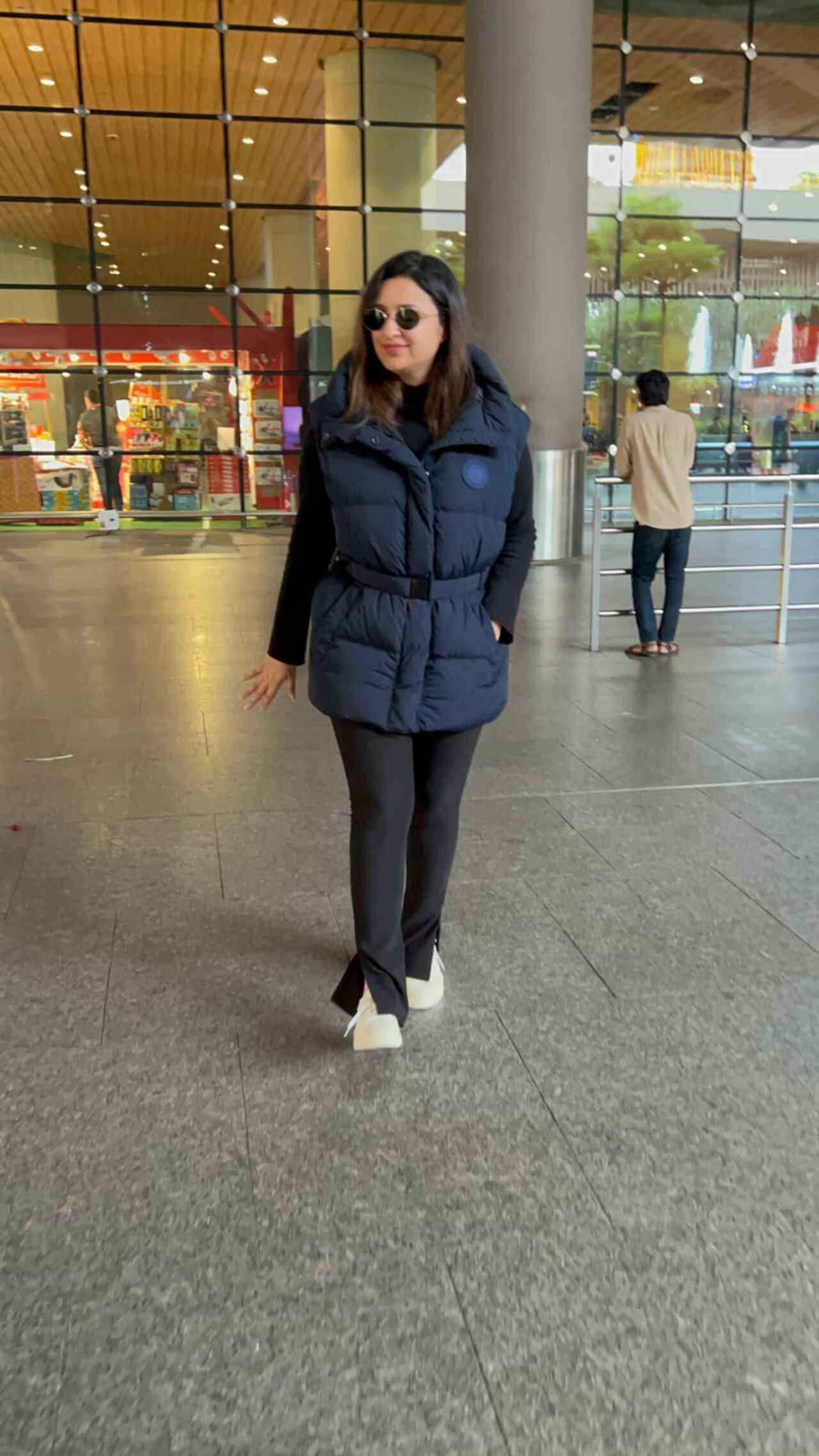 Parineeti Chopra at the Mumbai airport as she returns to the city from London