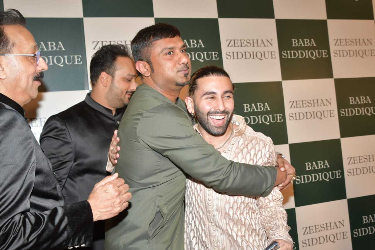 Honey Singh and Orry greet each other at the Iftar party