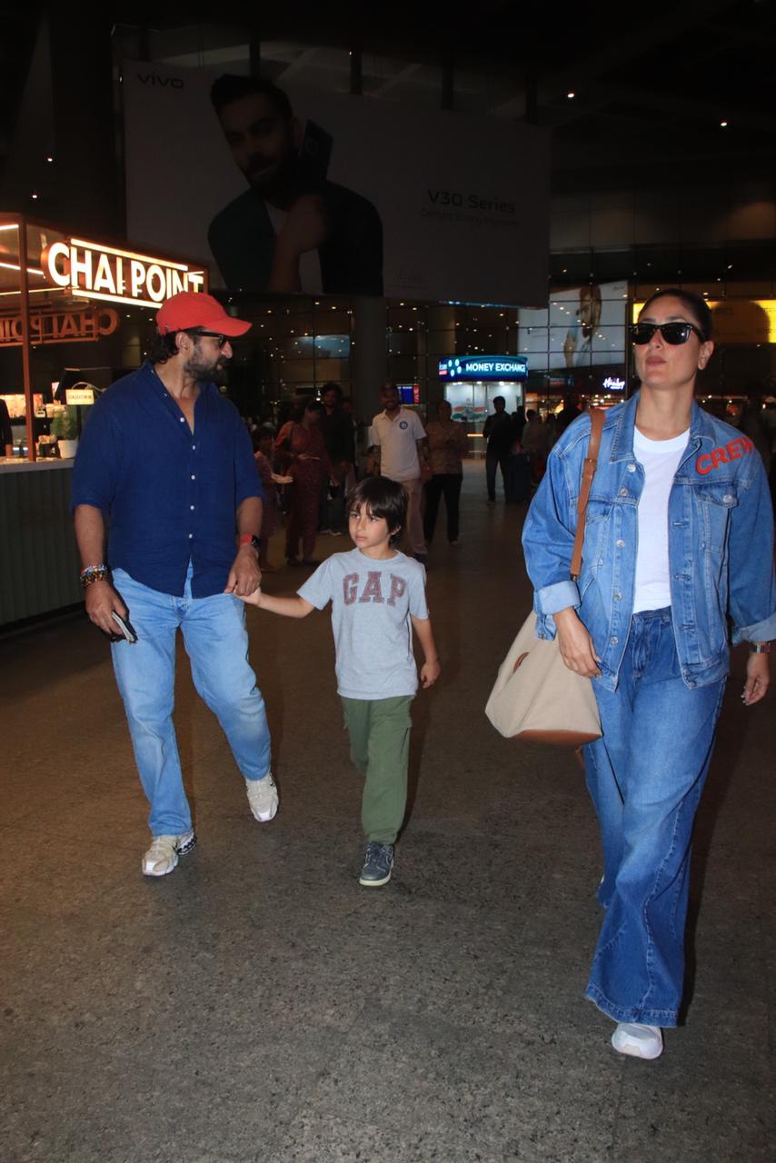 Kareena Kapoor, Saif Ali Khan were snapped with Taimur and Jeh as they returned from their vacation
