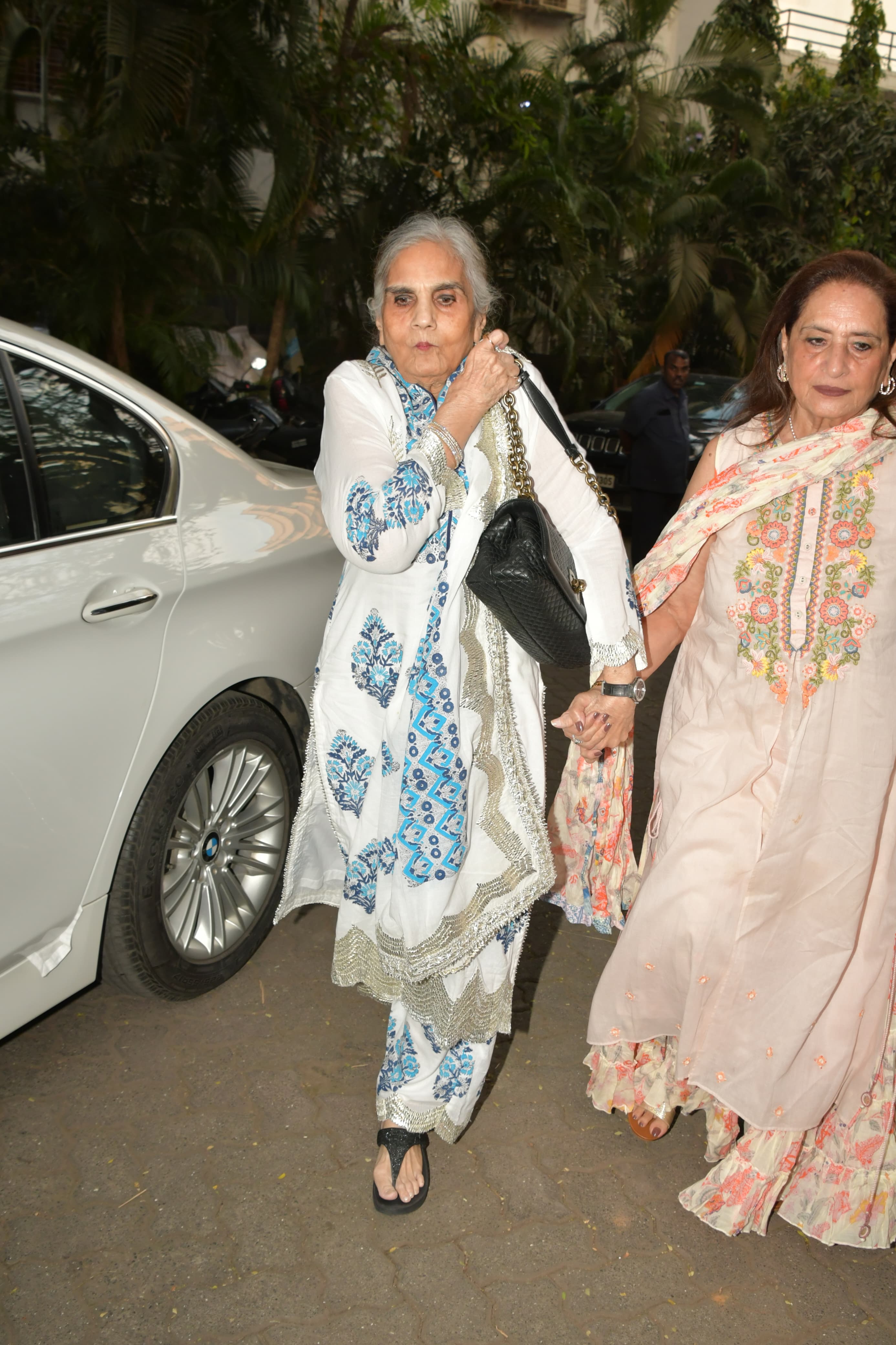 Salman Khan's mother Sushila Charak was spotted heading inside the Pandey household for the baby shower