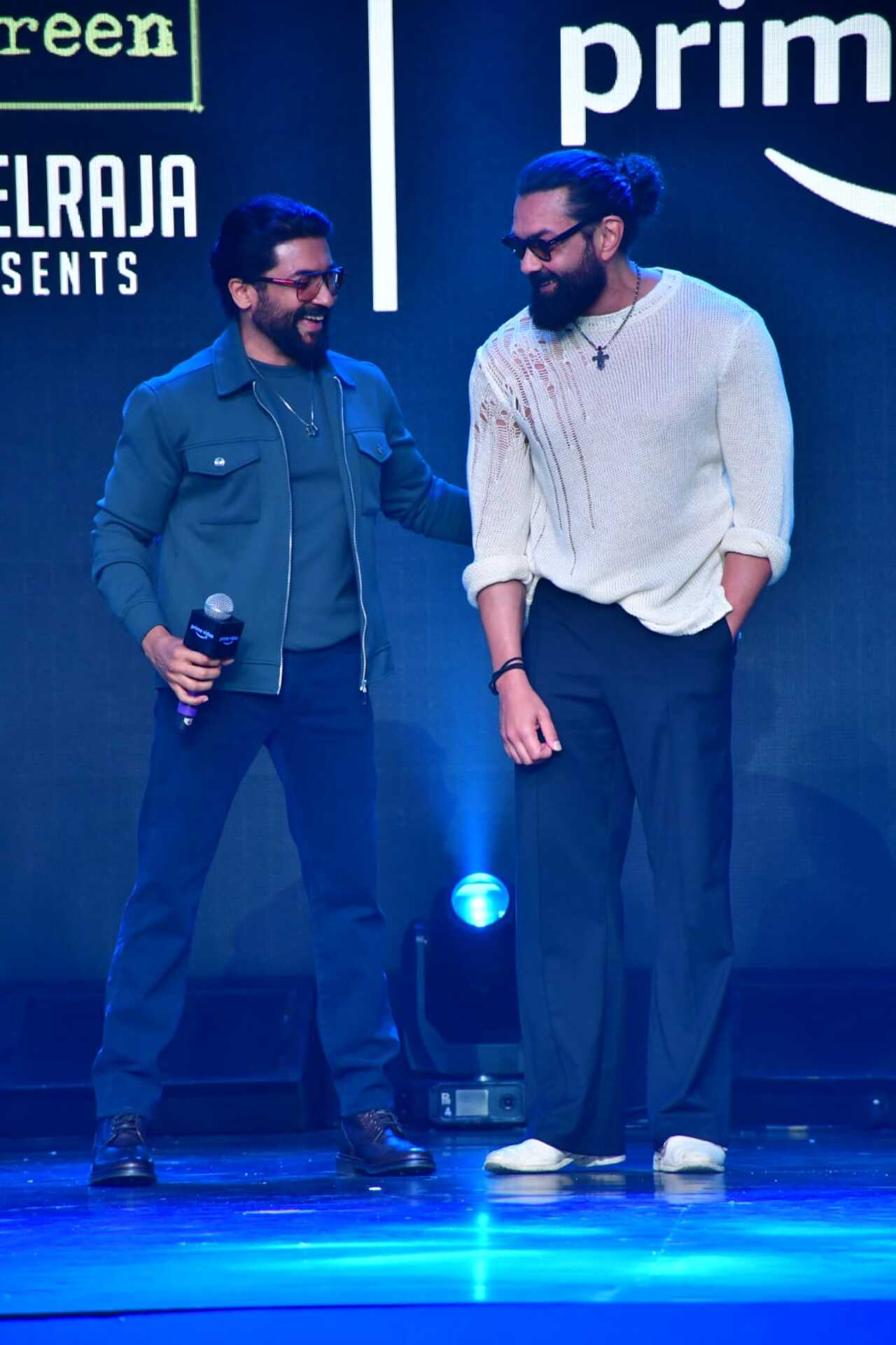Suriya and Bobby Deol shared the stage while talking about their Tamil film 'Kanguva'
