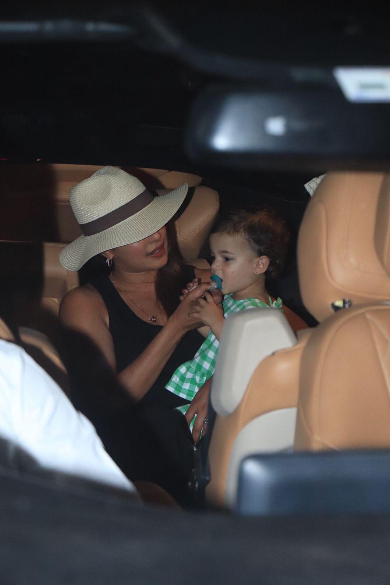 In a surprise visit to her home city, Priyanka Chopra was seen at the airport with her daughter Malti Marie 