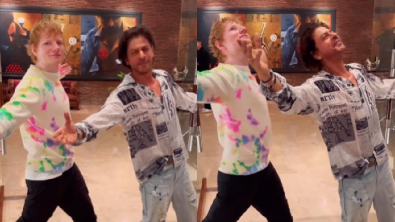 Ed Sheeran meets Shah Rukh Khan, strikes the actor's iconic pose 