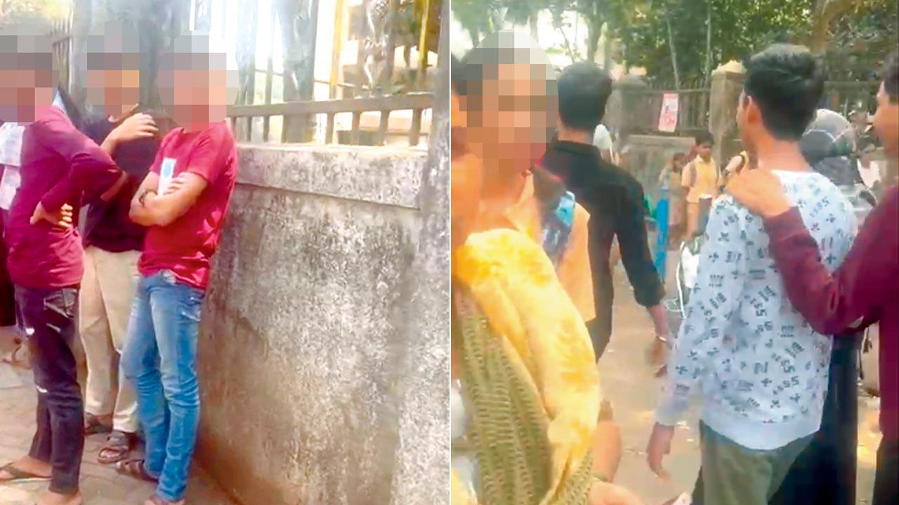 Three of the alleged harassers stationed outside the school compound; Despite parental confrontation, the harassers remain unaffected