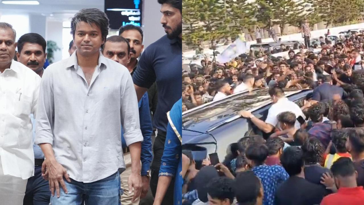 Vijay takes Kerala by storm as fans crowd Trivandrum airport to welcome him, watch videos