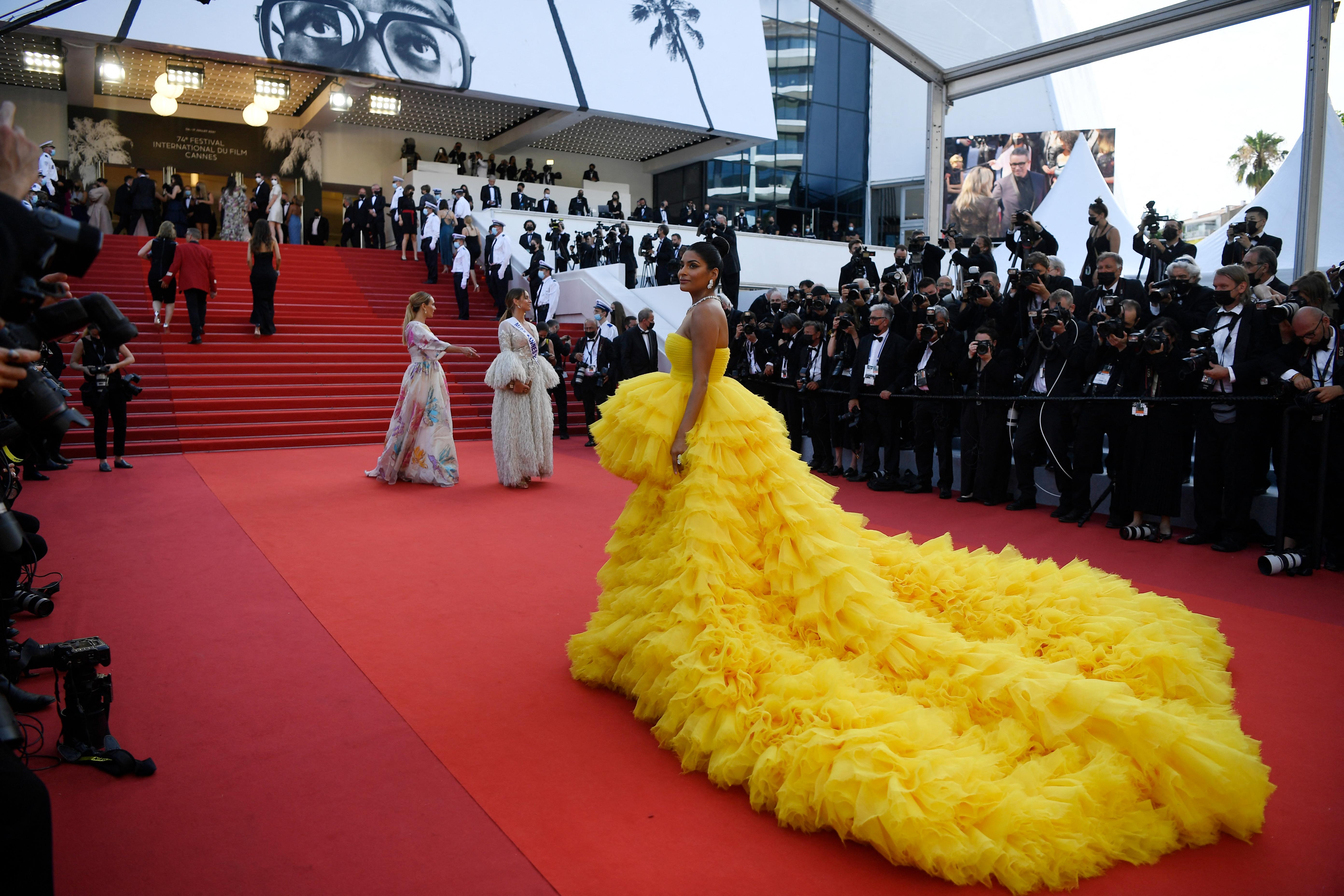 Indian-born and Dubai-based fashion and beauty influencer Farhana Bodi arrives for the opening ceremony and the screening of the film 