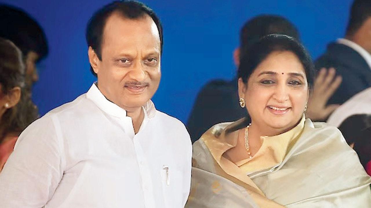 Ajit Pawar with wife Sunetra