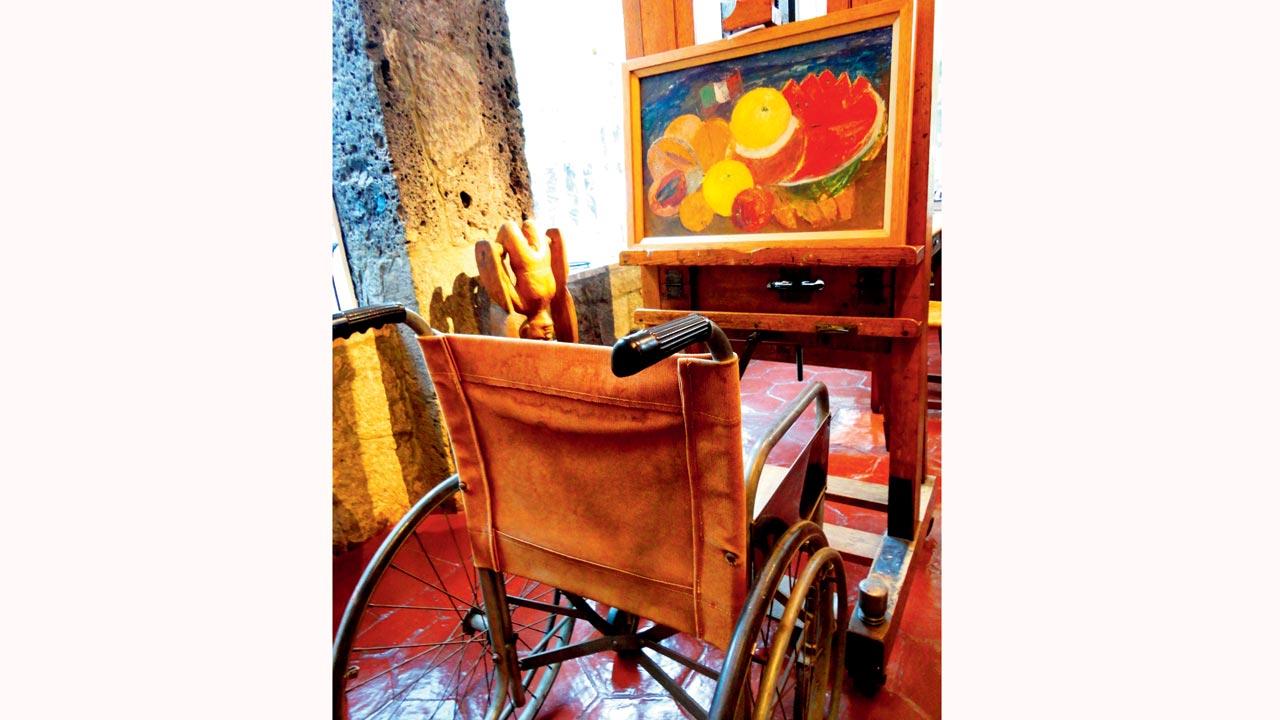 Frida Kahlo’s wheelchair exhibited at the museum in Mexico