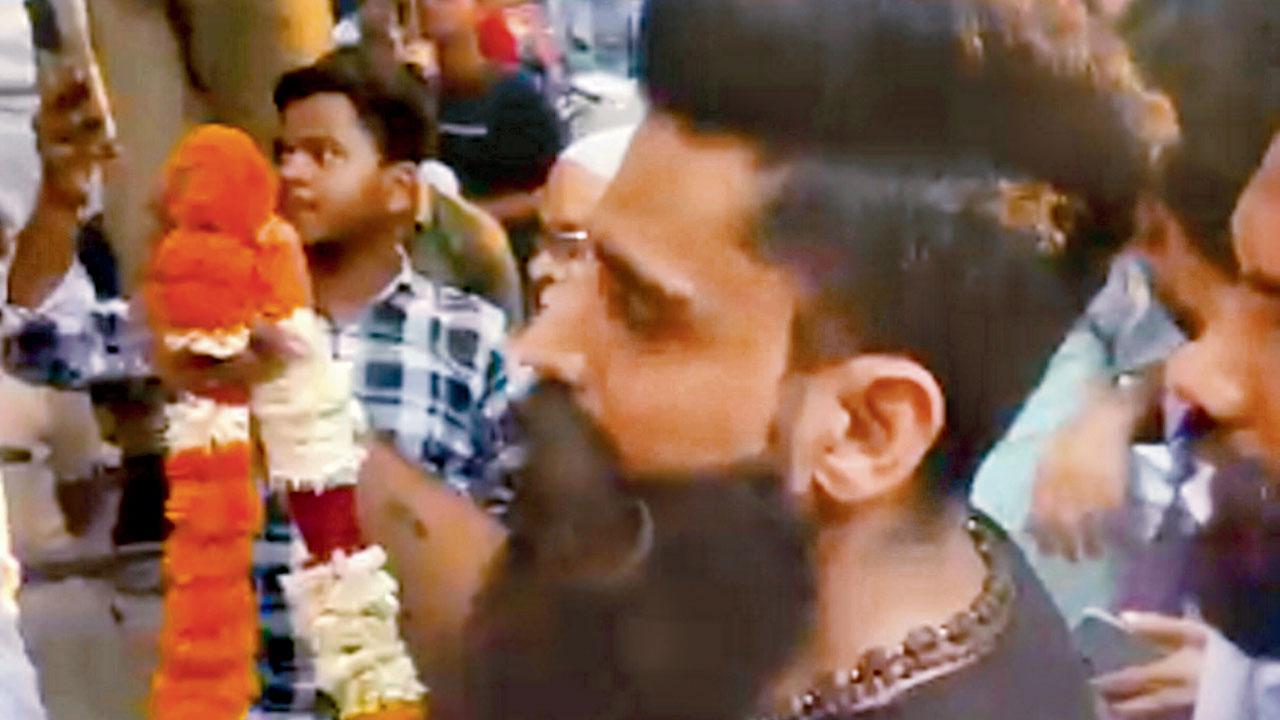 One of the men who assaulted Kanhaiya Kumar. Pic/PTI