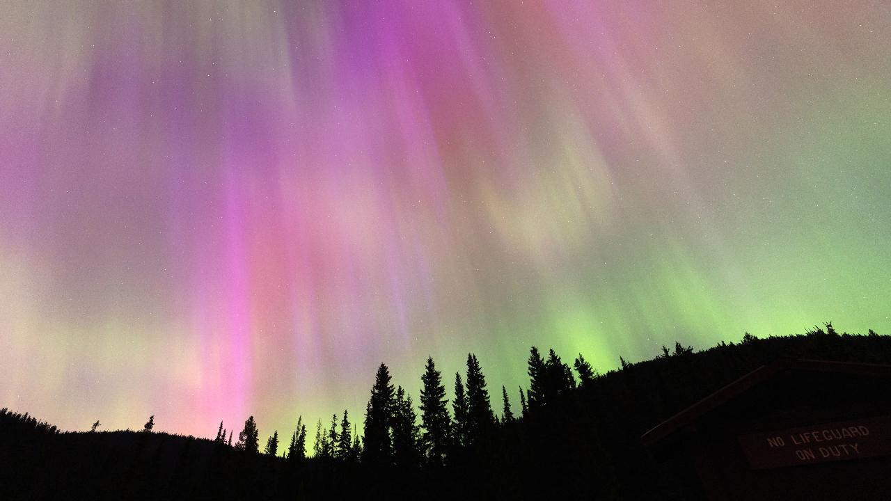 In a unique celestial phenomenon, the Aurora borealis, commonly known as the northern lights, is seen on May 11, in Manning Park, British Columbia, Canada.