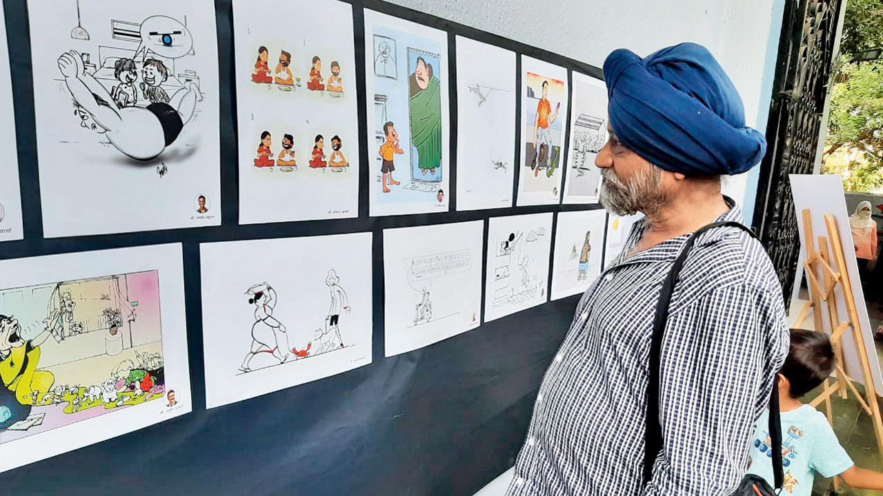 A visitor at the exhibition