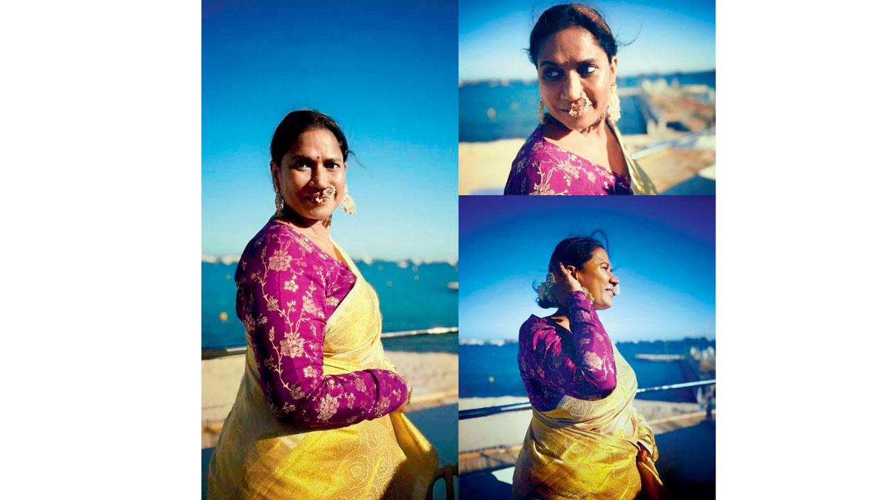 The actress wears her mother’s sari and nath at her Cannes debut. Pic courtesy/Getty Images; Instagram