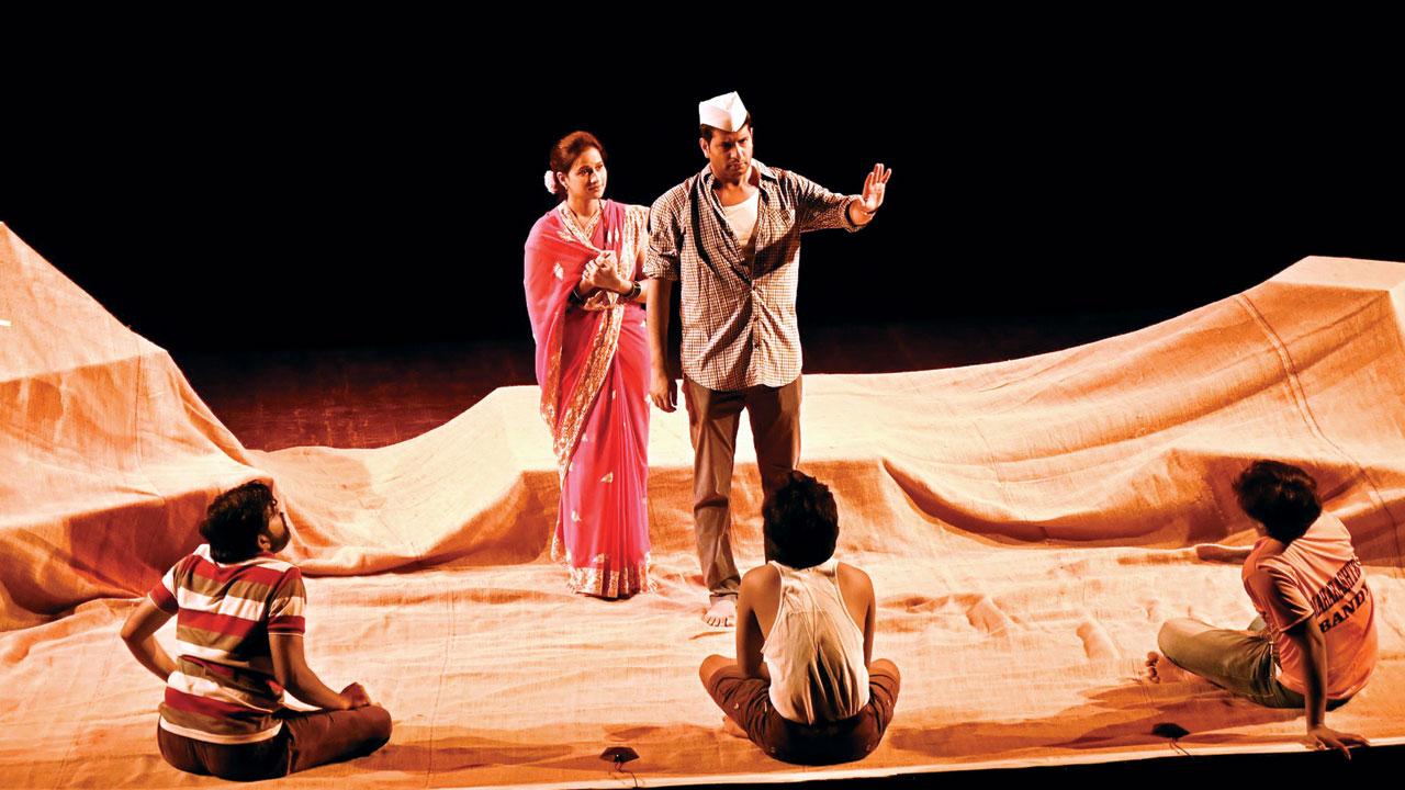 A moment from Sachin Shinde’s play Dagad Aani Maati