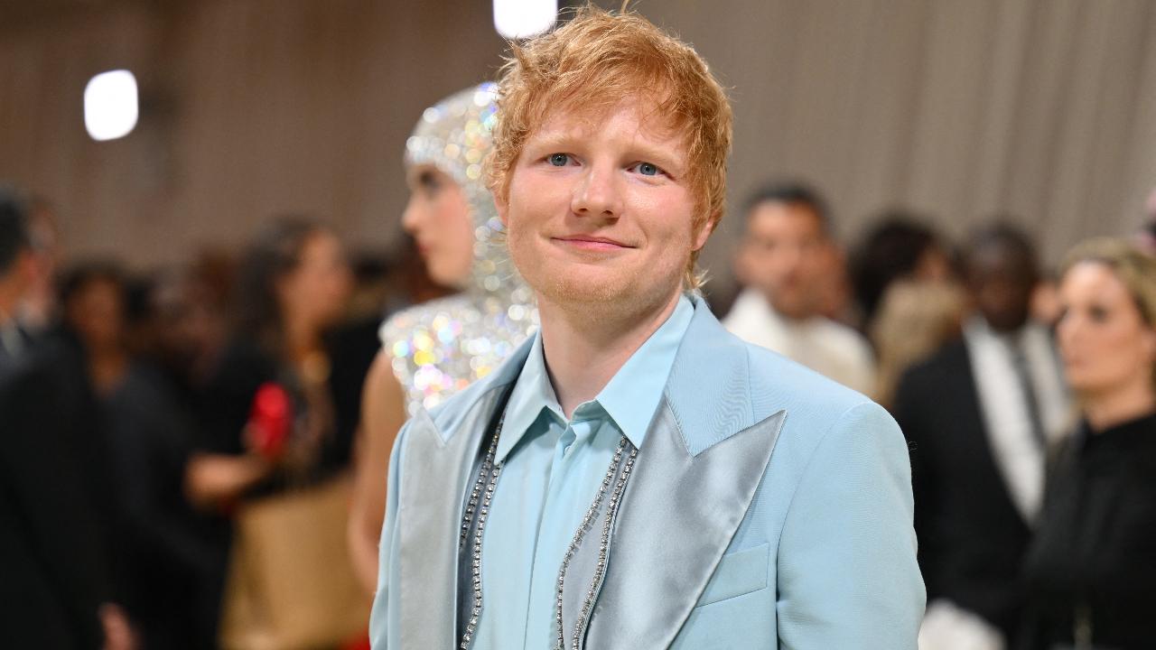 British singer-songwriter Ed Sheeran arrives for the 2024 Met Gala at the Metropolitan Museum of Art on May 6. Wearing a powder blue suit, it did not step up to theme which focused on 'Sleeping Beauties: Reawakening Fashion'.