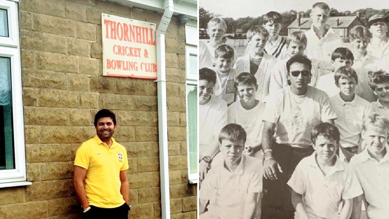 Jatin Paranjape at Thornhill; (right) Alan Sippy with the kids he coached in the UK. Pic/Alan Sippy Collection
