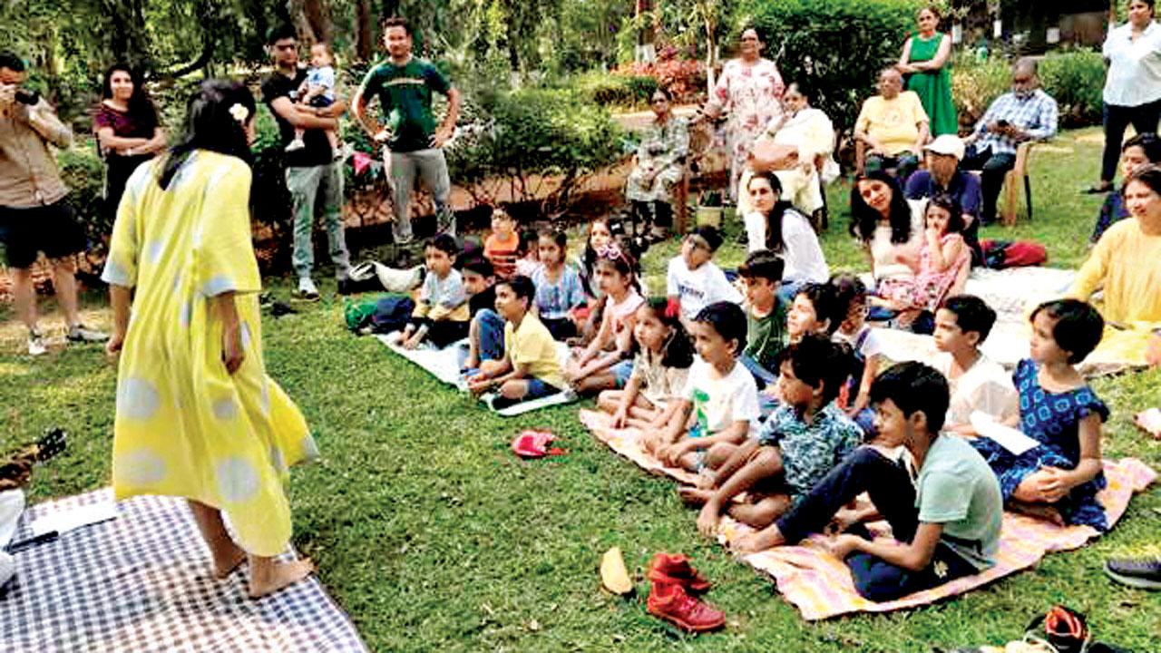 Dipna Daryanani enacts the interactive story at a previous outdoor performance. Pics courtesy/Instagram