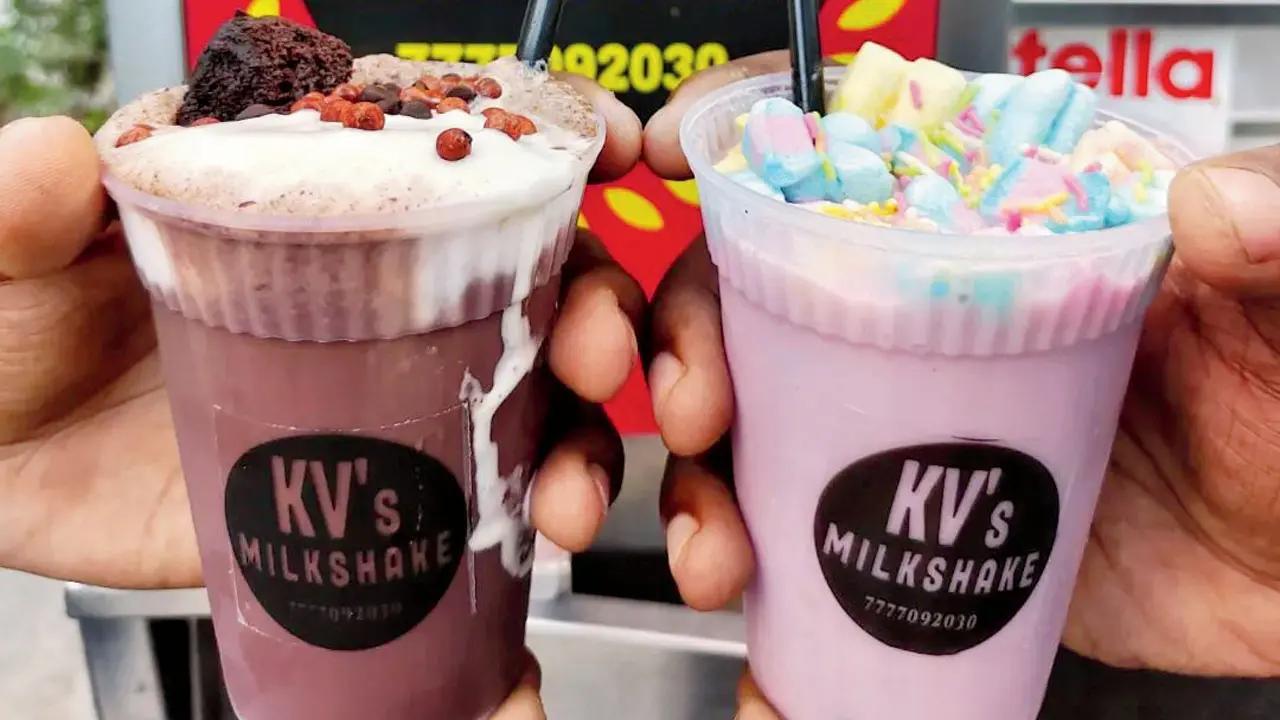 This shake is made by mixing different flavours of marshmallow and milk.At KV’s Milkshake, Pratishtha Nagar, Sion.Call 7777092030Cost Rs 80