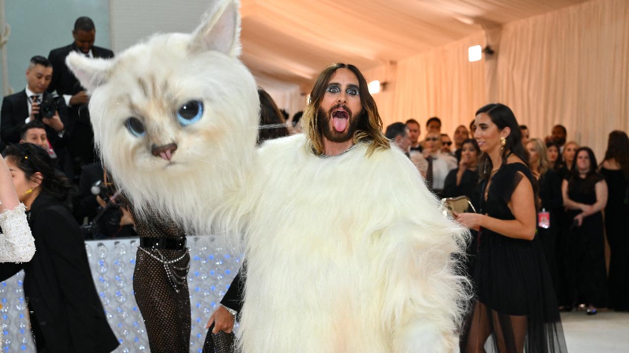 US actor Jared Leto arrives for the 2023 Met Gala at the Metropolitan Museum of Art dressed as the iconic cat.