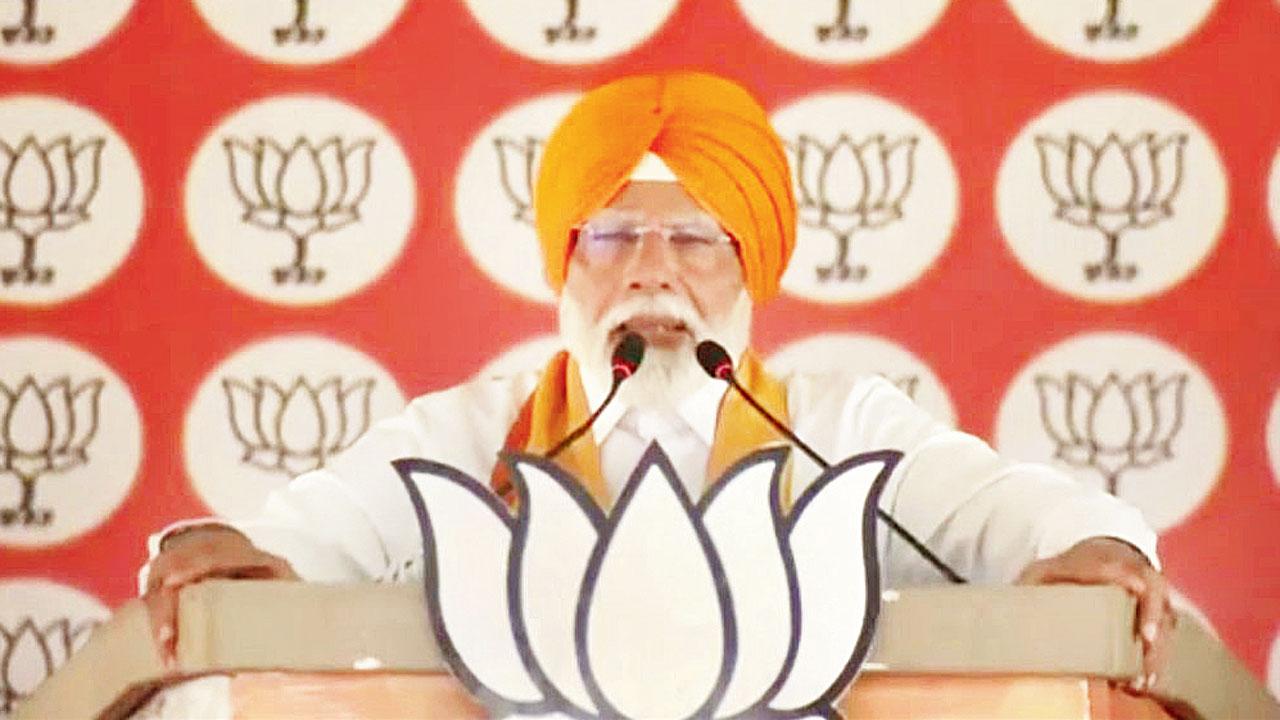 PM Narendra Modi addresses the crowd at Polo Ground in Patiala, Punjab, on Thursday