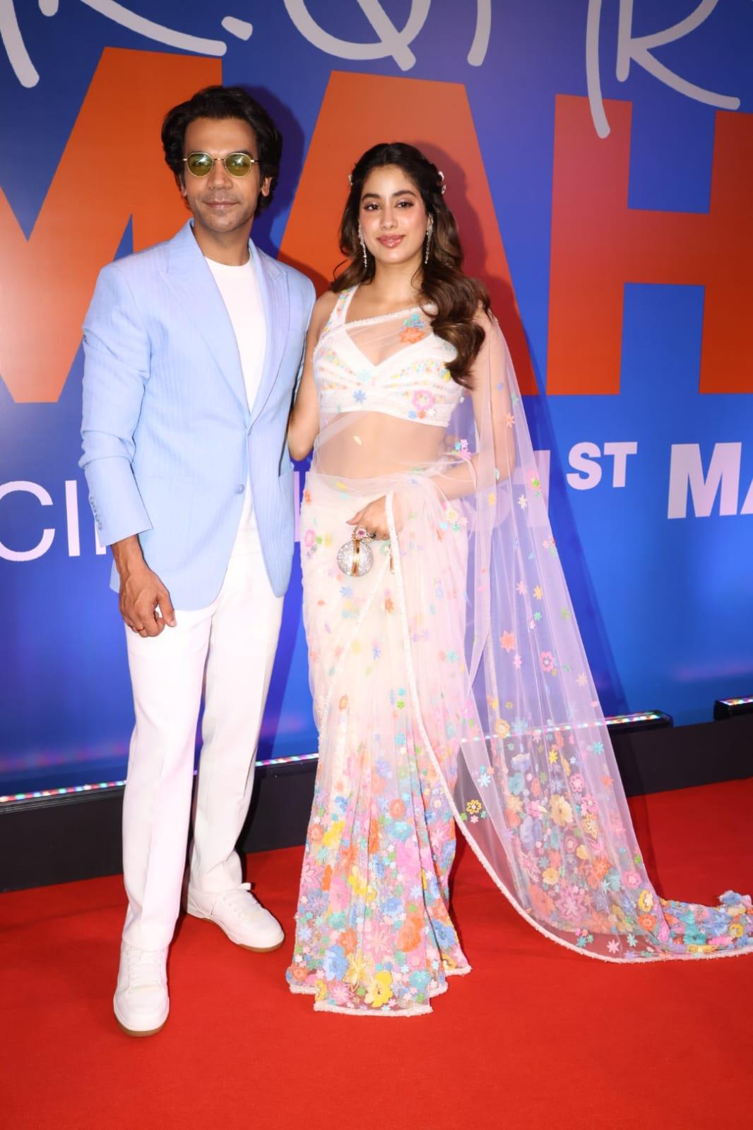 Janhvi Kapoor and Rajkummar Rao posed for the paparazzi as they went to attend the song launch event of their film 'Mr. & Mrs. Mahi'