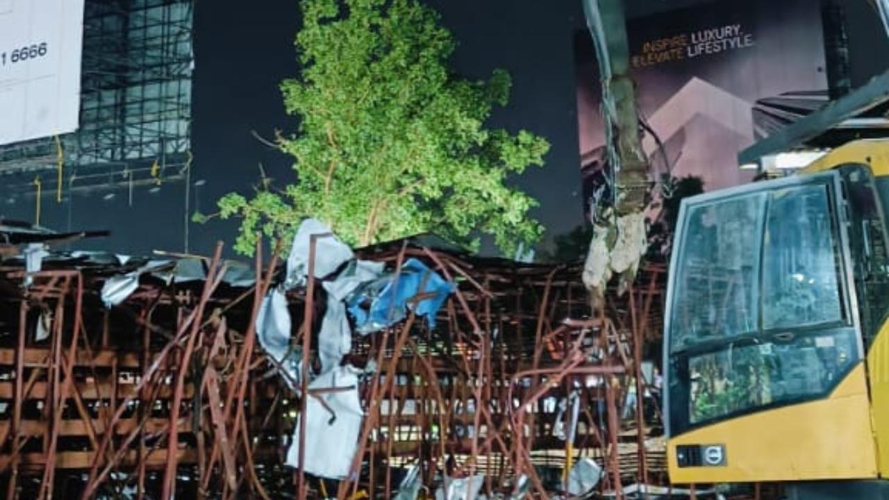 The NDRF teams used two cranes weighing 500 tonnes each to pull up the hoarding from both sides and after creating a gap of about 3.5 to 4 feet, the rescuers crouched into the tiny space to look for people trapped underneath, he said