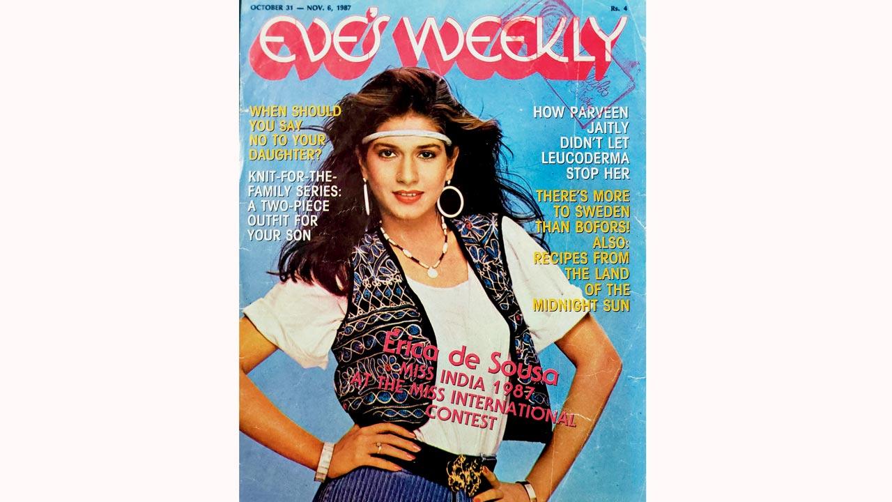 The Eve’s Weekly cover page announcing Erica de Sousa’s Miss India 1987 win