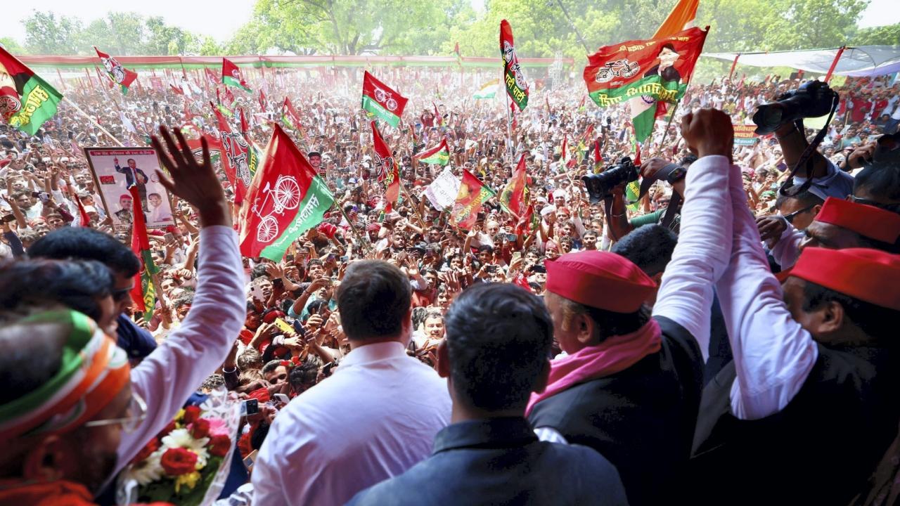 Speaking before Gandhi, Akhilesh Yadav alleged that the BJP is after people's lives and the Constitution. 