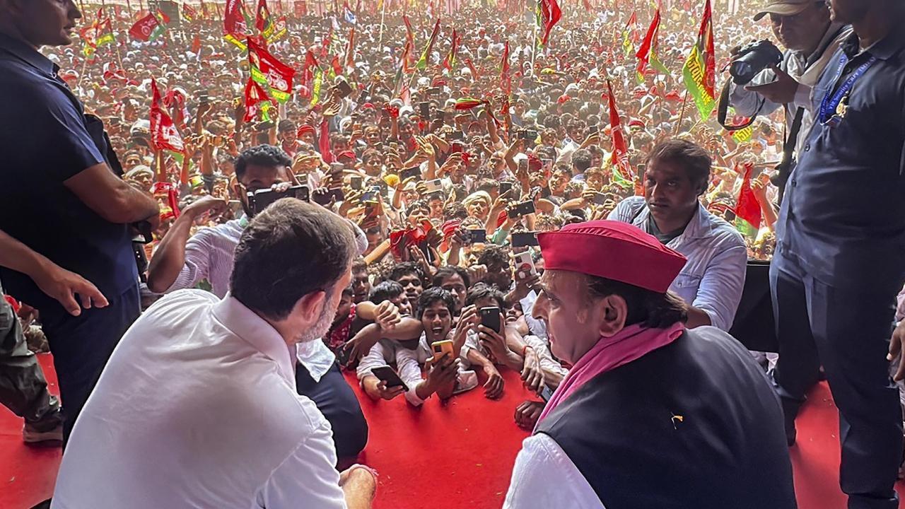 IN PHOTOS: Massive crowds gather for Rahul Gandhi, Akhilesh Yadav's rally in UP