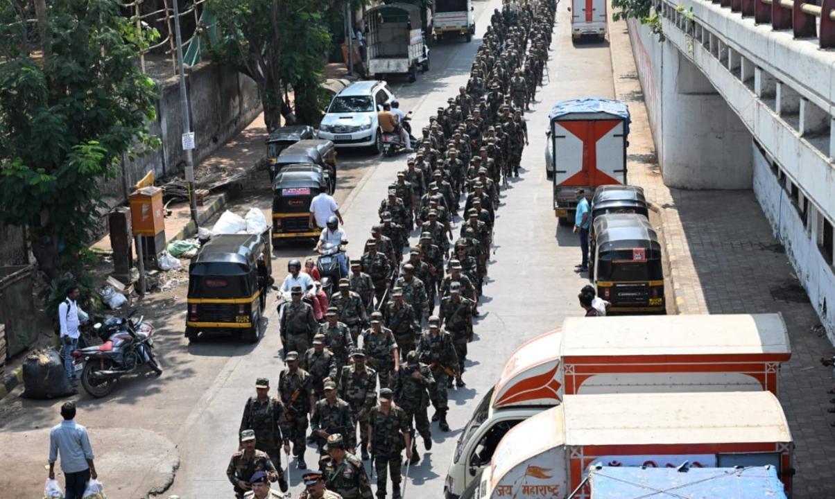 In Photos: Mumbai Police conduct 'route march' ahead of Lok Sabha elections 2024